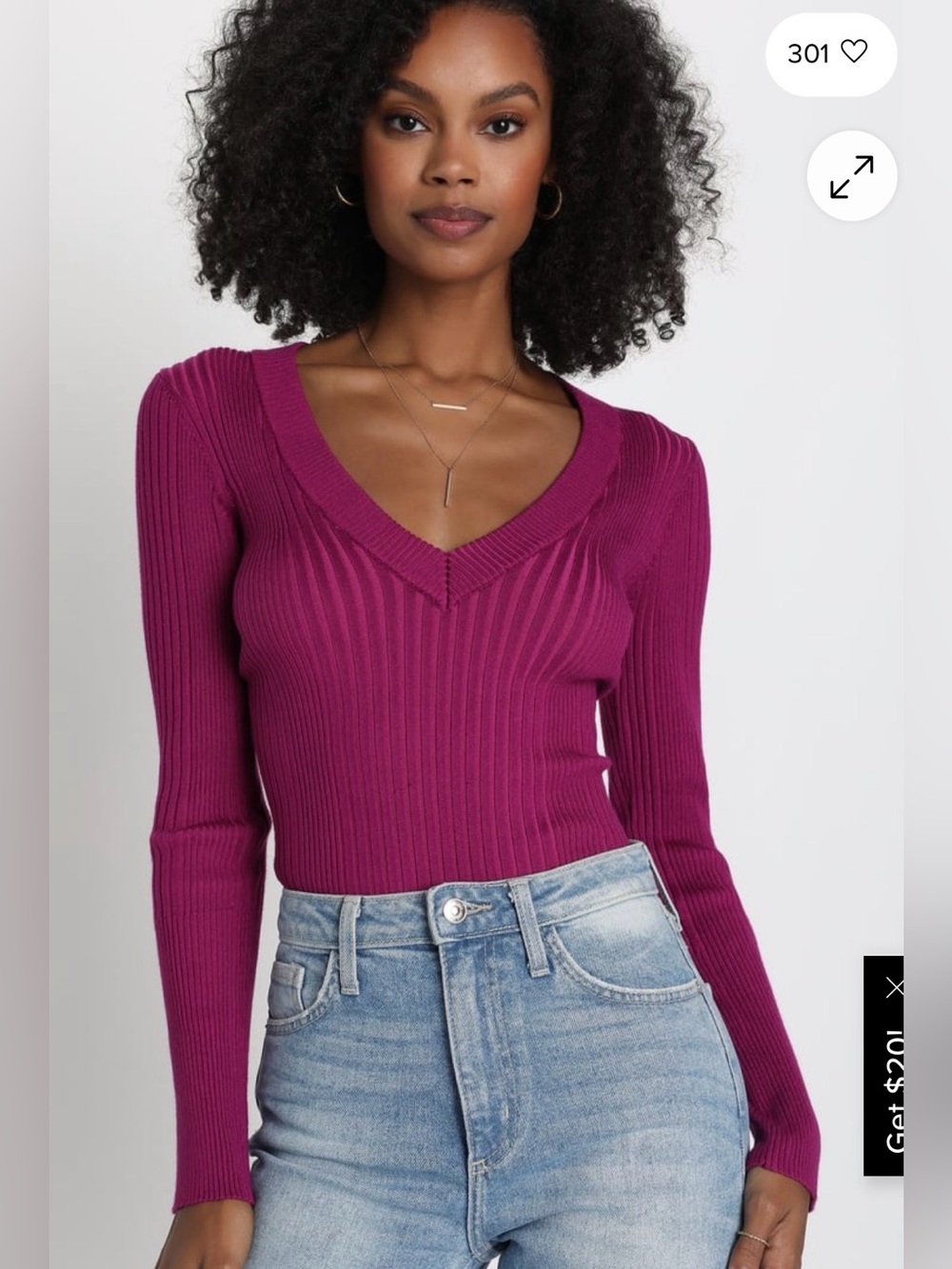 Lulus Chic Observations Purple Ribbed V-Neck Sweater Top
